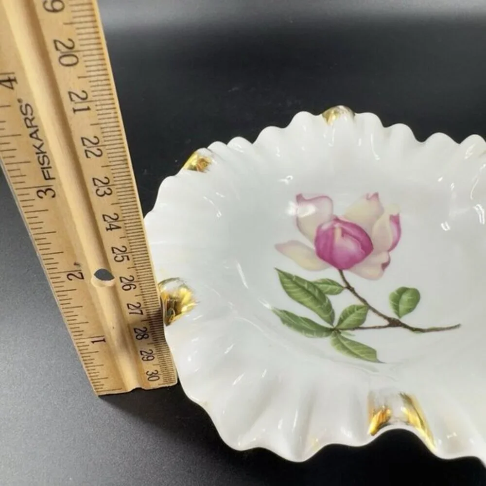 Mitterteich Bavaria Germany Fine Porcelain Dish Plate Trinket Holder Ruffled VTG
